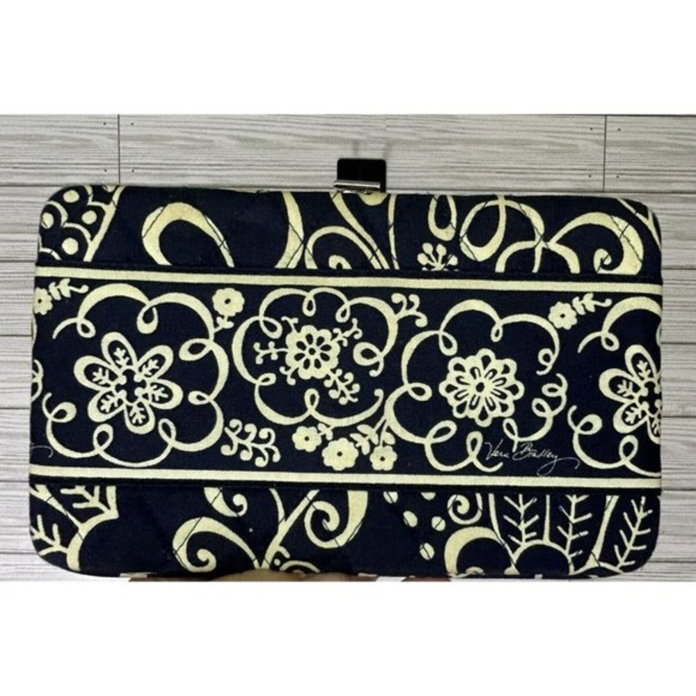 Vera Bradley Snap Wallet Clutch Navy & White Multiple Card Slots ID Opening